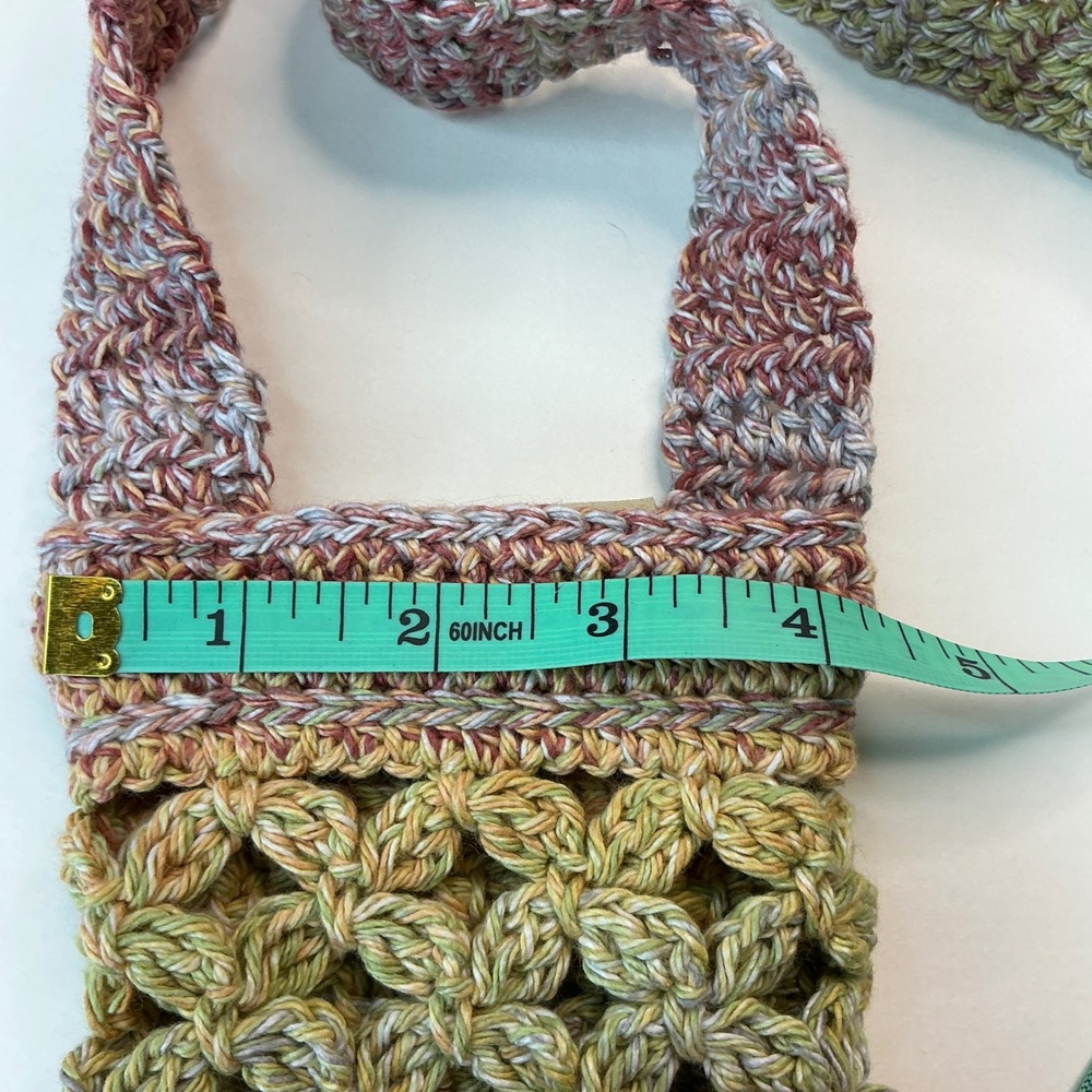 Handmade Multi Crochet Water Bottle Holder Unisex OS Crossbody Boho Sling - Picture 13 of 17